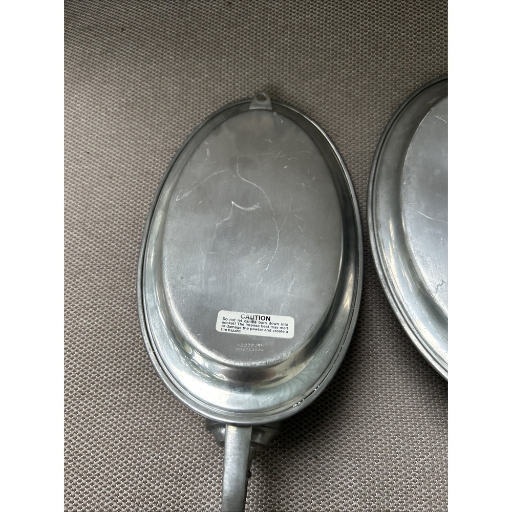 Pair (2) Woodbury Pewter 9" Oval Wall Sconces Candle Holder Silver Metal - Picture 7 of 11